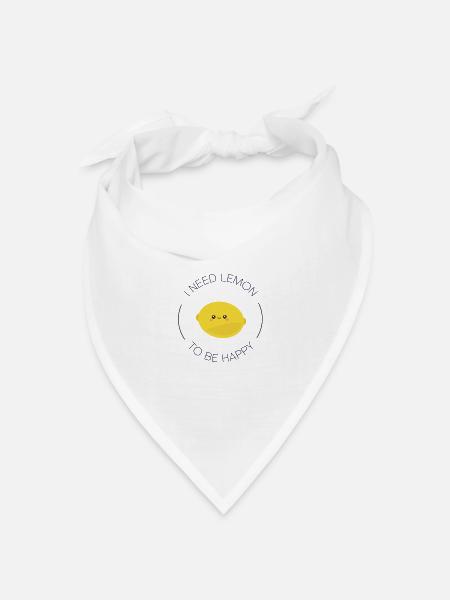 Ich brauche Zitrone, um glücklich zu sein - Bandana Dreieckstuch - Weiß