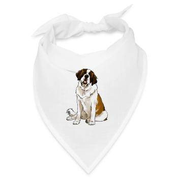 Hund Saint Bernard (helle Textilien) - Bandana Dreieckstuch - Weiß - Vorne