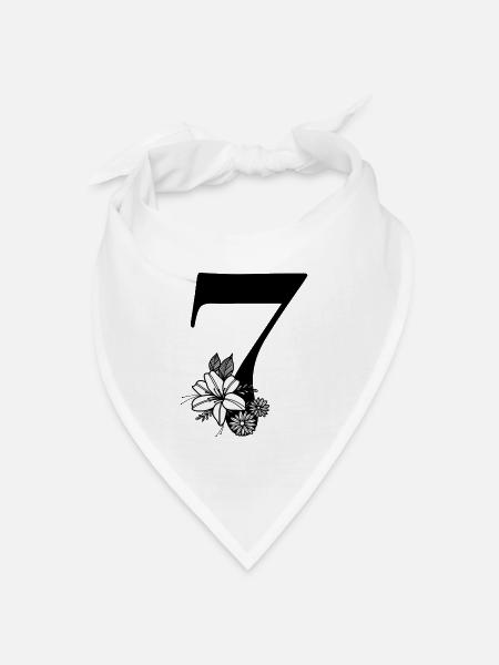 Zahl 7 - Bandana Dreieckstuch - Weiß