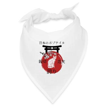 Japanische Bobtail Katze Japan Kanji - Bandana Dreieckstuch - Weiß - Vorne