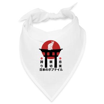 Japanische Bobtail Katze Japan Kanji - Bandana Dreieckstuch - Weiß - Vorne