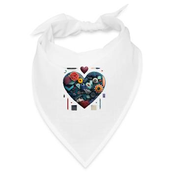 Knolling Herz | Valentinstag | Valentinsherz - Bandana Dreieckstuch - Weiß - Vorne