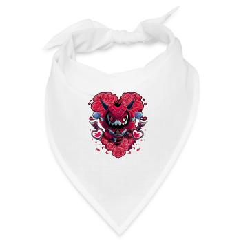 Valentinstag | Monster | Herz | Rosen | Valentine - Bandana Dreieckstuch - Weiß - Vorne