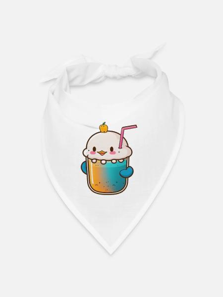 Kawaii Süßer Glücklicher Bunter Entenblasentee - Bandana Dreieckstuch - Weiß