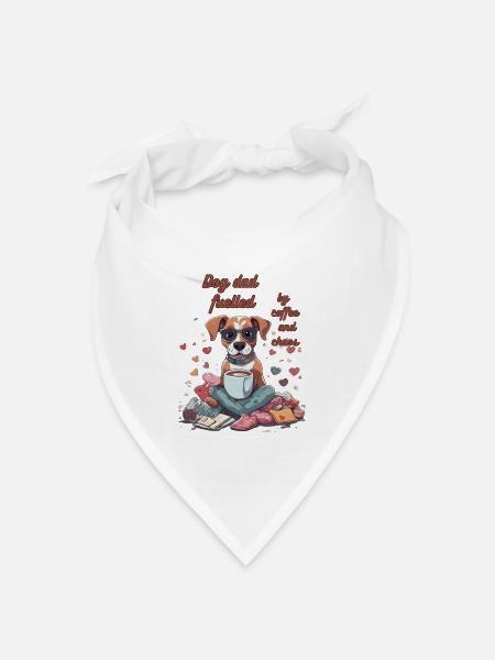 Dog dad fuelled by coffee and chaos - Bandana Dreieckstuch - Weiß