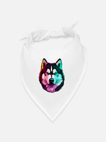Wolf Husky Hund - Bandana Dreieckstuch - Weiß