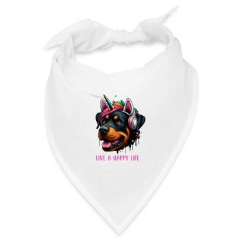 Live a Happy Life - Unicorn Rottweiler - Bandana Dreieckstuch - Weiß - Vorne