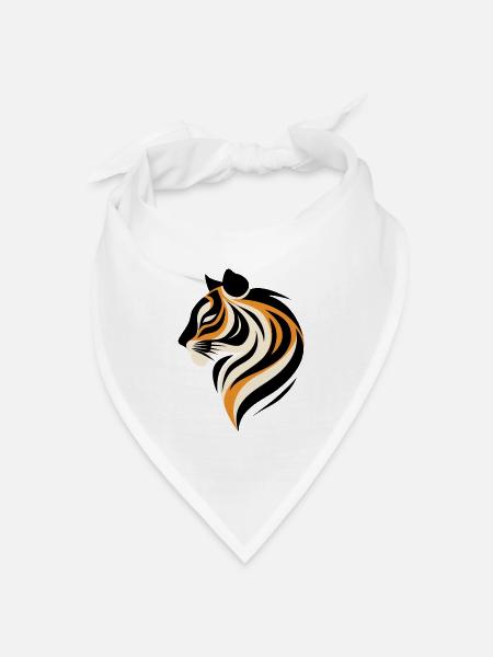 Modernes Tigerportrait - Bandana Dreieckstuch - Weiß