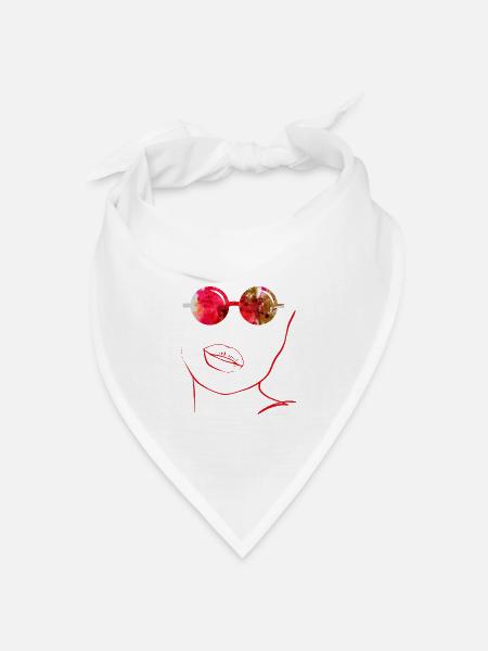 Abstrakte Kunst mit Sonnenbrille und roten Lippen - Bandana Dreieckstuch - Weiß