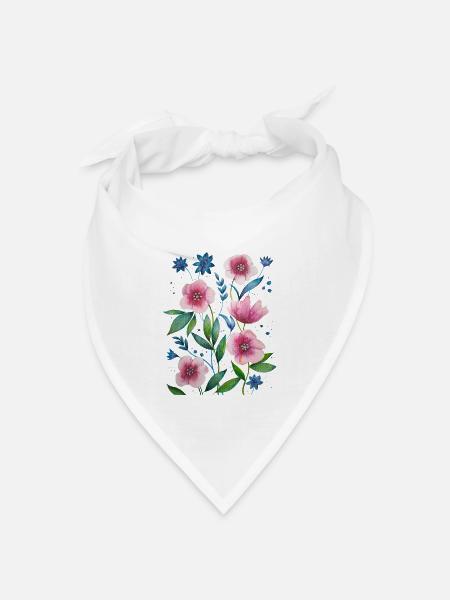 Blumen - Bandana Dreieckstuch - Weiß