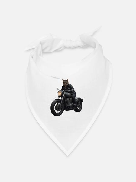 Biker Katze - Bandana Dreieckstuch - Weiß