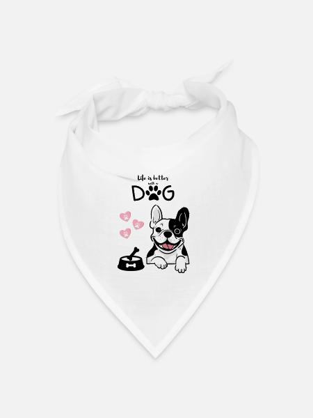 Süße Französische Bulldogge 'Frenchie' Hund Mama Pullover - Bandana Dreieckstuch - Weiß
