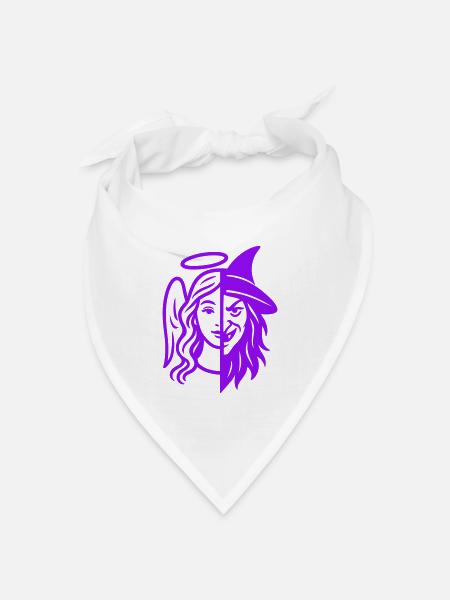 Engel-Hexe Dualität Silhouette - Bandana Dreieckstuch - Weiß