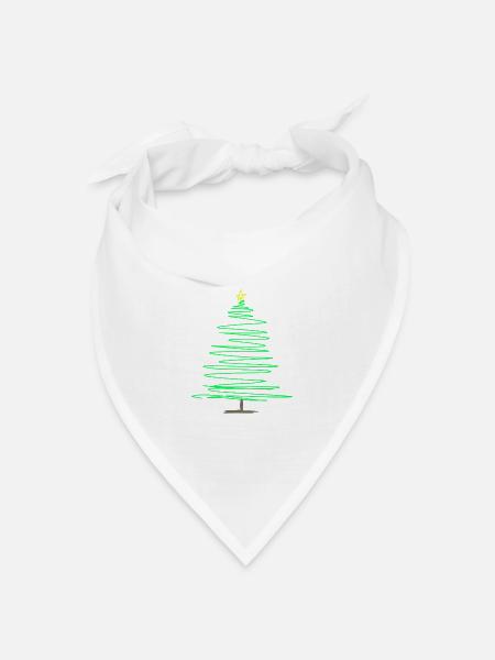 Grüner Kritzel-Weihnachtsbaum - Bandana Dreieckstuch - Weiß