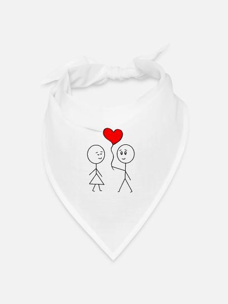 Valentinstag - Bandana Dreieckstuch - Weiß