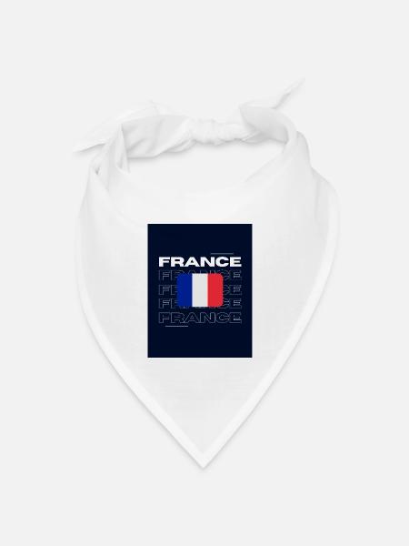 Frankreich - Bandana Dreieckstuch - Weiß