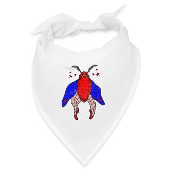 Rote Motte mit blauen Flügeln - Bandana Dreieckstuch - Weiß - Vorne