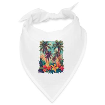 Tropischer Blütenstrand - Bandana Dreieckstuch - Weiß - Vorne
