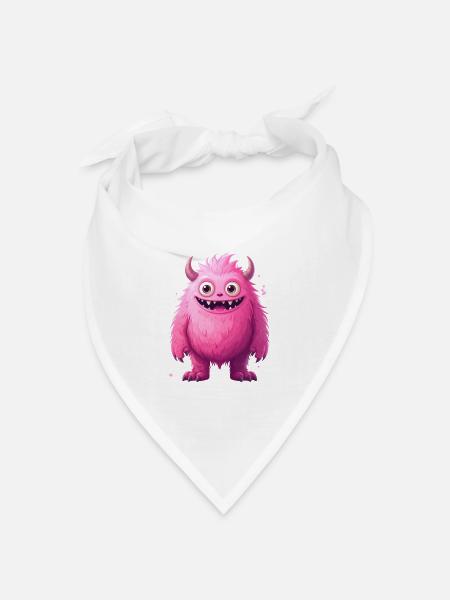Pinkes Monster - Bandana Dreieckstuch - Weiß
