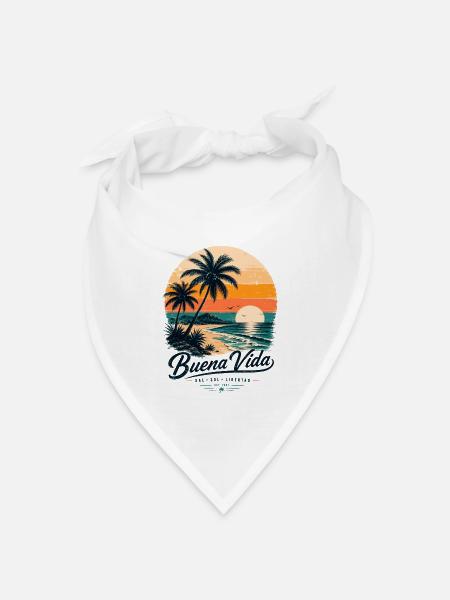 Vintage-Stil Tropisches Gutes Leben Sonnenuntergang - Bandana Dreieckstuch - Weiß