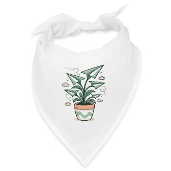 Origami Pflanze aus Papierflugzeugen - Bandana Dreieckstuch - Weiß - Vorne