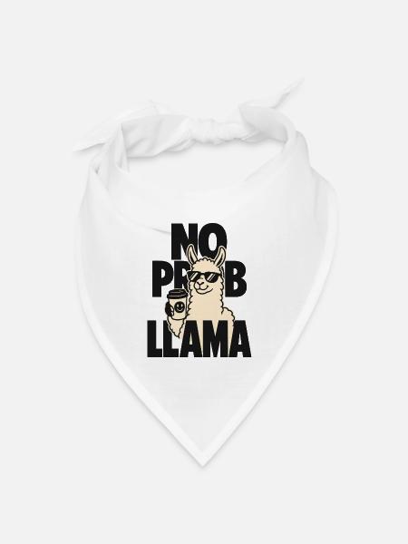 No Prob Llama – Lama mit Kaffeebecher - Bandana Dreieckstuch - Weiß