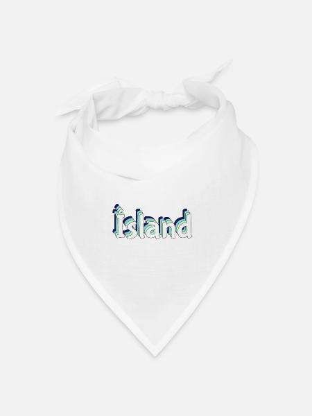 Island – 3D Tropen-Schriftzug - Bandana Dreieckstuch - Weiß
