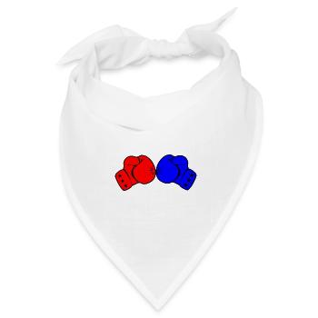 Zwei Boxhandschuhe rot und blau - Bandana Dreieckstuch - Weiß - Vorne
