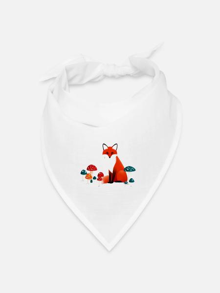 Fuchs mit Pilzen - Bandana Dreieckstuch - Weiß