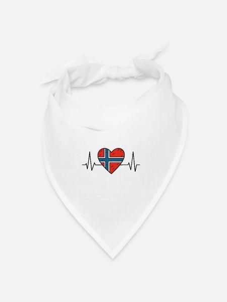 Norwegen Heartbeat Line Flagge Liebe Reisen Design - Bandana Dreieckstuch - Weiß