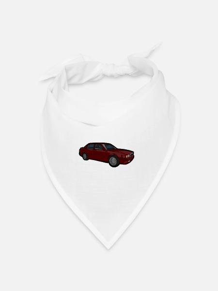 Rote Auto Illustration Retro Look - Bandana Dreieckstuch - Weiß