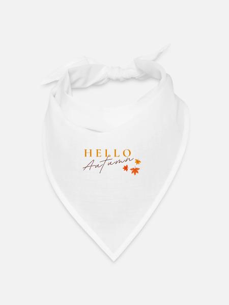 Hello Autumn | Herbst Blätter Design - Bandana Dreieckstuch - Weiß