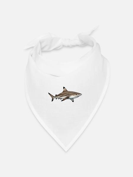 Realistischer Schwarzspitzenhai – tropische Atmosphäre - Bandana Dreieckstuch - Weiß