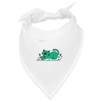 Gaehnende Katze Yoga Grafik - Bandana Dreieckstuch - Weiß - Vorne