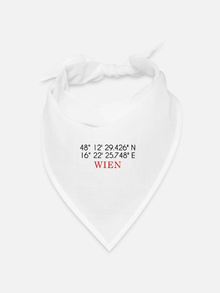 Wien Koordinaten Design – Stadt GPS Typografie - Bandana Dreieckstuch - Weiß