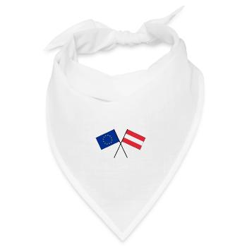 Österreich Europa EU Flagge Fahne gekreuzt - Bandana Dreieckstuch - Weiß - Vorne