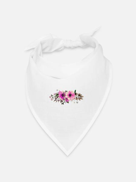 Aquarell Pinkrosen Linie - Bandana Dreieckstuch - Weiß