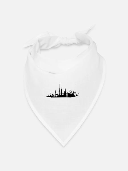 Skyline "Hamburg" - Bandana Dreieckstuch - Weiß