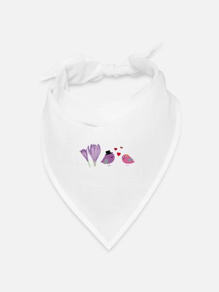 verliebte Vögel - Bandana Dreieckstuch - Weiß