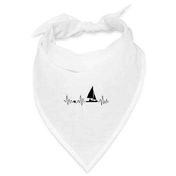 Retro Segeln Herzschlag Mit Segelboot Für Segler - Bandana Dreieckstuch - Weiß - Vorne