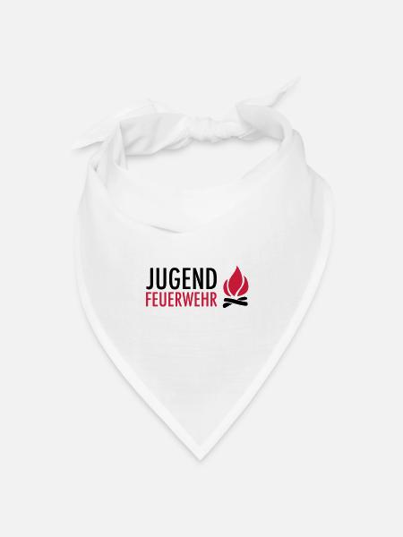 Jugend Feuerwehr mit Flamme - Bandana Dreieckstuch - Weiß