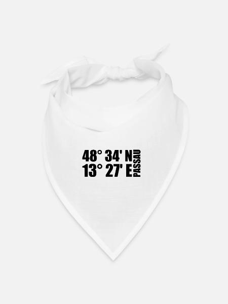 Passau Koordinaten - Bandana Dreieckstuch - Weiß