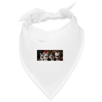 KI-Weihnachtskätzchen - AI-Christmas Kitten - Bandana Dreieckstuch - Weiß - Vorne