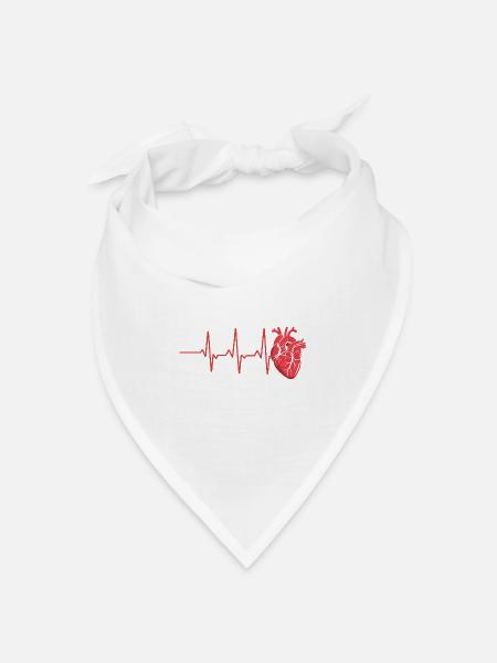 Lebenswille Herzschlag Design - Bandana Dreieckstuch - Weiß