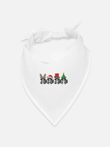 Waschbär Weihnachtsmann Weihnachtsbeleuchtung - Bandana Dreieckstuch - Weiß