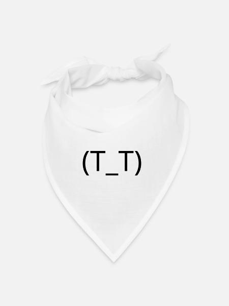Weinendes Emoticon (T_T) Anime Tränen - Bandana Dreieckstuch - Weiß
