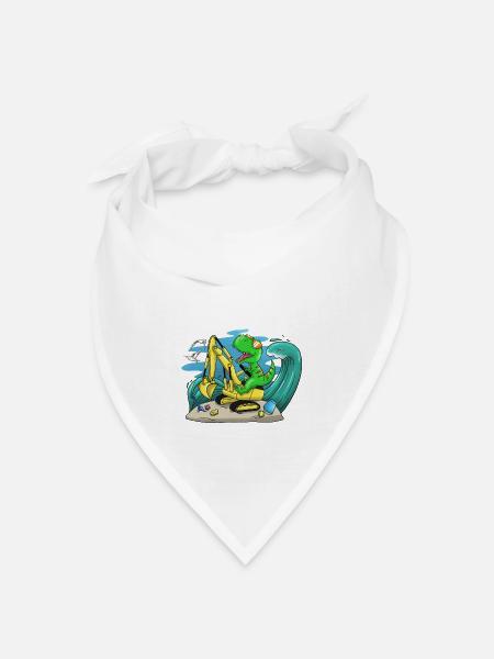 Dino at the beach - Bandana Dreieckstuch - Weiß