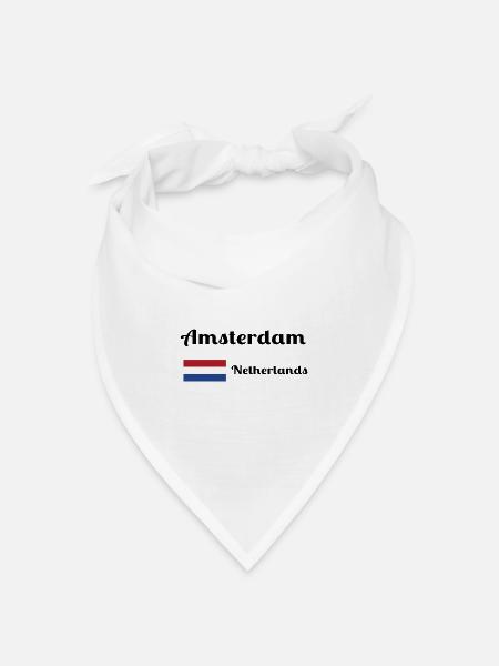Amsterdam Niederlande - Stilvolle Drucke - Bandana Dreieckstuch - Weiß