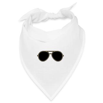 Ikonische goldene und schwarze Fliegerbrille - Bandana Dreieckstuch - Weiß - Vorne