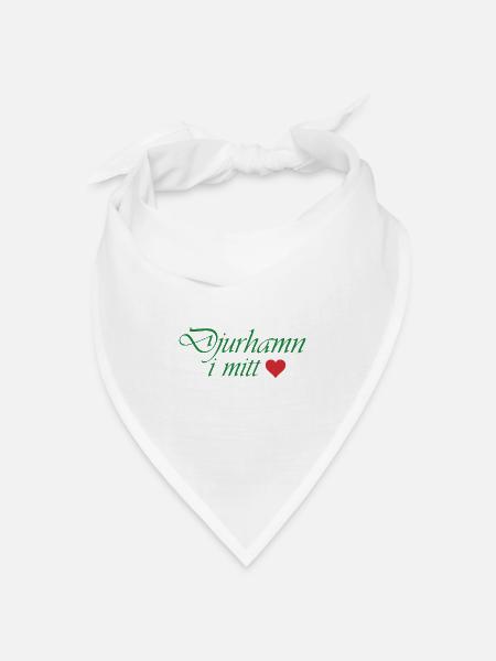 Grüne Kalligraphie "Djurhamn in mine" mit rotem Herzen - Bandana Dreieckstuch - Weiß